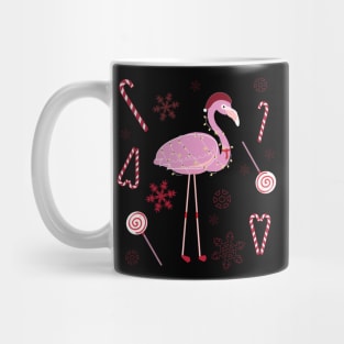 Flamingo with christmas candy and snowflakes Mug